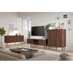 SOLANO RTV-1 stolik RTV orzech warmia / czarny marmur