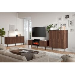 SOLANO RTV-1 stolik RTV orzech warmia / czarny marmur