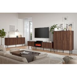 SOLANO RTV-2 stolik RTV orzech warmia / czarny marmur