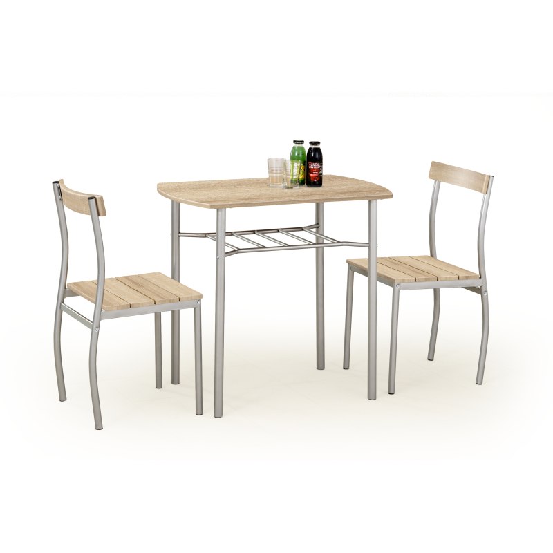 Stół + 2 krzesła dąb sonoma - MDF, stal