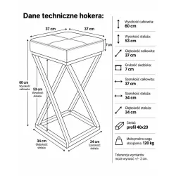 Hoker ZOA LOFT z czarną podstawą eko-skóra – eleganckie krzesło barowe