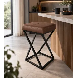 Hoker ZOA LOFT z czarną podstawą eko-skóra – eleganckie krzesło barowe