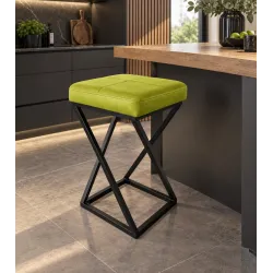Hoker ZOA LOFT z czarną podstawą eko-skóra – eleganckie krzesło barowe