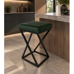 Hoker ZOA LOFT z czarną podstawą eko-skóra – eleganckie krzesło barowe