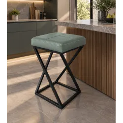 Hoker ZOA LOFT z czarną podstawą eko-skóra – eleganckie krzesło barowe