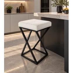 Hoker ZOA LOFT z czarną podstawą eko-skóra – eleganckie krzesło barowe