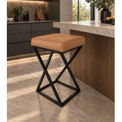Hoker ZOA LOFT z czarną podstawą eko-skóra – eleganckie krzesło barowe