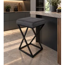 Hoker ZOA LOFT z czarną podstawą eko-skóra – eleganckie krzesło barowe