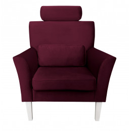 Fotel DENVER nogi białe MG02 - śliwka, velvet