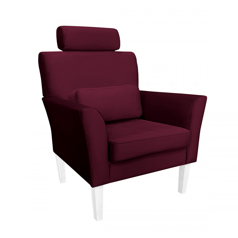 Fotel DENVER nogi białe MG02 - śliwka, velvet