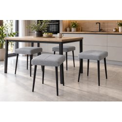 Taboret MAX D22 podstawa czarna, w nowoczesnej aranżacji kuchni, czarne hoker do kuchni i wyspy