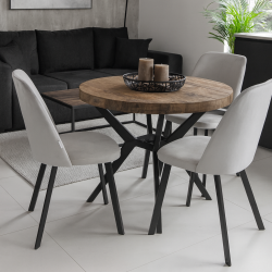 Krzesło GOYA z nogami w czarnym profilu – styl loft i nowoczesna elegancja.